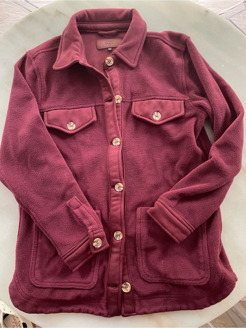 Blank NYC Wine Button-Up Teddy Jacket size S